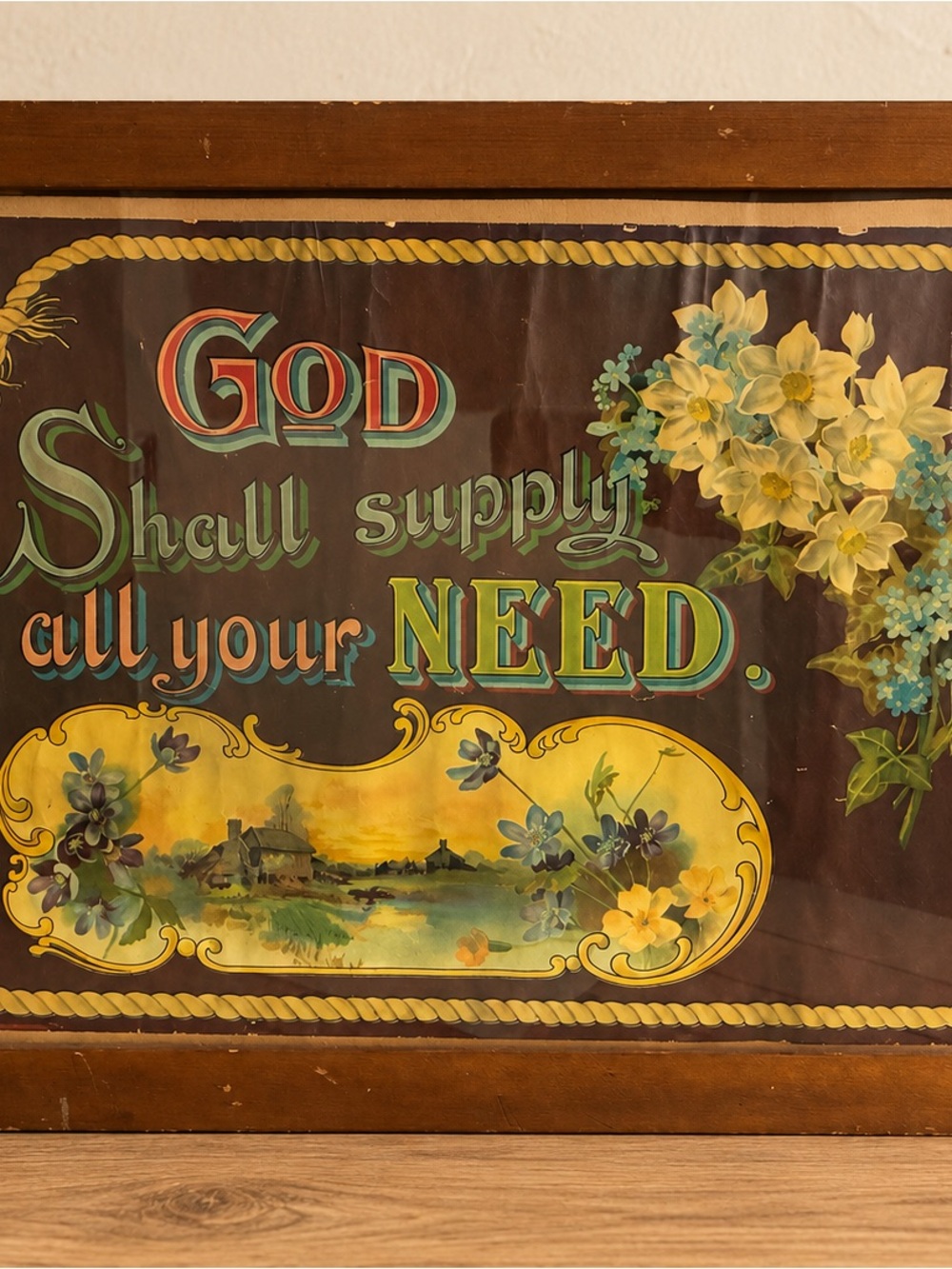 God Shall Supply All Your Need” Framed Floral Scripture Print